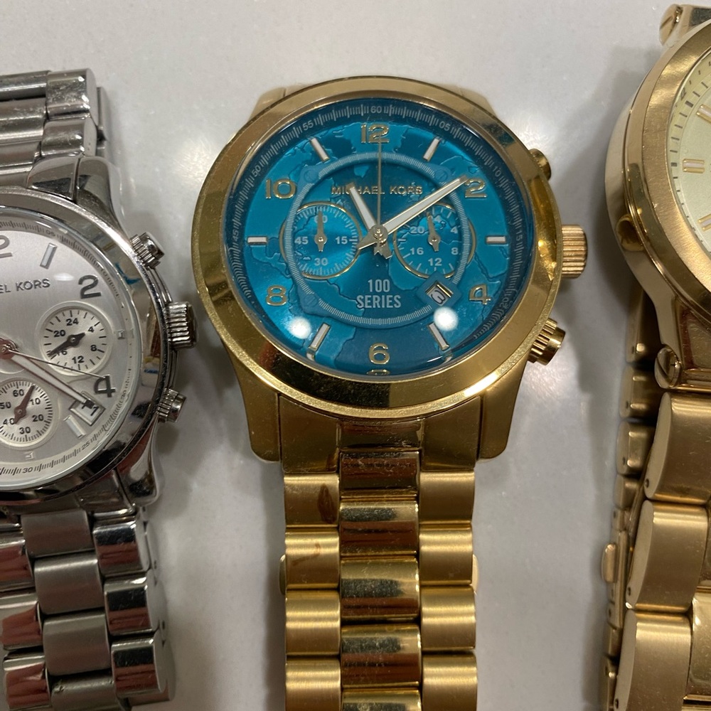 Michael Kors Gold and Blue Chronograph Watch